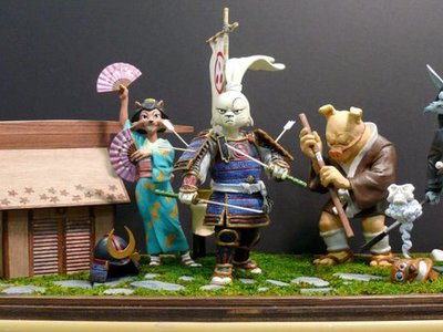 These are the Usagi Yojimbo Series 1 prototype statues and display diorama we created for a collaboration with Roku to produce the stop motion animated short, "The Last Request."   https://youtu.be/fxnmeHHEGeQ	