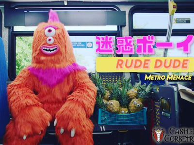 This monster suit for the character Rude Dude for Metro Manners commercials for the Metro Los Angeles was created and fabricated by us and costumed by Castle Corsetry. https://youtu.be/F5MBytszYBY	
