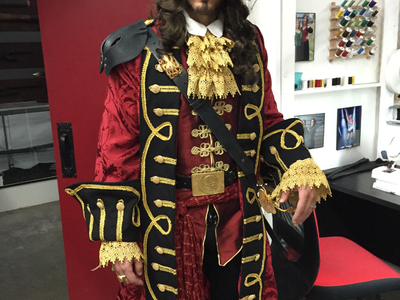 This pirate costume was created by Castle Corsetry for a pirate film produced and shot for an in house.	