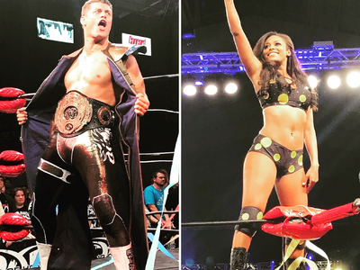 This wrestling costume was made for Brandi Rhodes in honor of her father-in-law Dusty Rhodes, by Castle Corsetry. 	
