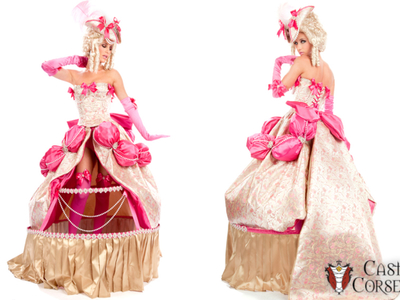 This is a custom Marie Antoinette costume designed and created by Castle Corsetry.  	