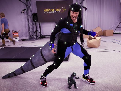 We created tails and wings for the performance capture actors in Godzilla: King of the Monsters. Here is TJ Storm, AKA Godzilla, modeling one of our creations!