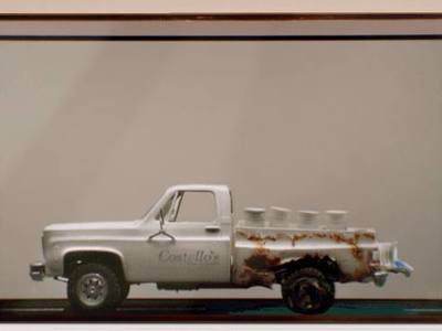 This is a 1/25 scale miniature rusty truck we created for Farmers Insurance for their Hall of Claims ad campaigns. 	