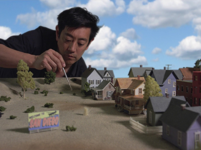 This 1/87th scale flooding town miniature was used by Grant Imahara in the White Rabbit Project Netflix series. 	