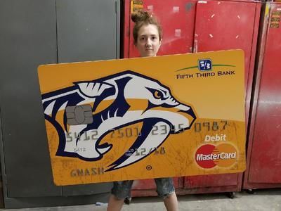 We fabricated this oversized credit card with dimensionally accurate numbers for a bank commercial.	
