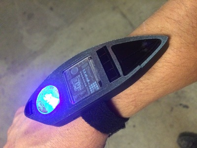 This is a sci-fi wrist computer and holographic communicator we designed and created multiples of for the indie series Space Command.	