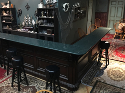 This is our bar standing set, shown here as a pirate bar, can also be dressed as a saloon, café  and modern dive bar.	